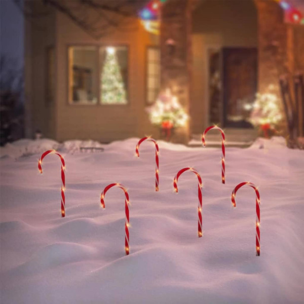 Ambiance Set de bastones de caramelo de Navidad con luces 6 pzas D