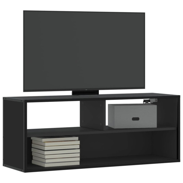 Mueble de TV madera de ingeniería y metal negro 100x31x39.5 cm D