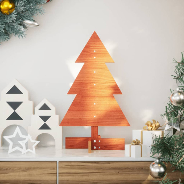 Árbol de Navidad de adorno madera maciza pino marrón cera 60 cm D