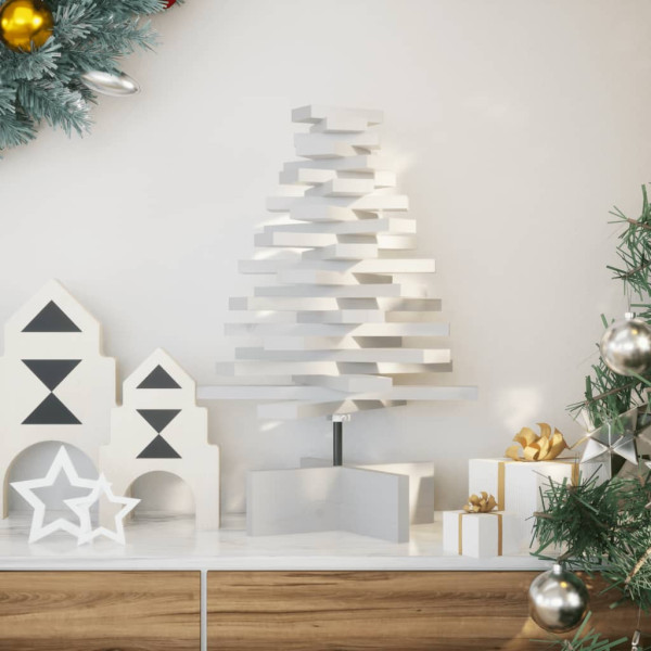 Árvore de Natal ornamentado madeira pinheiro branco sólido 60 cm D