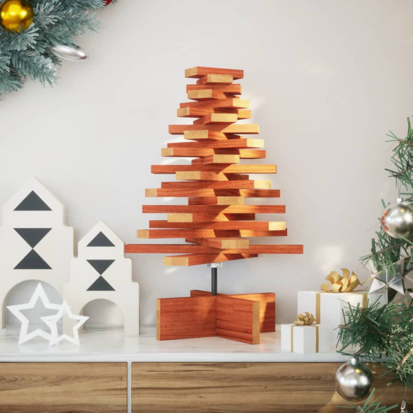 Árbol de Navidad de adorno madera maciza pino marrón cera 60 cm D