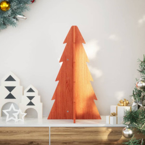 Árbol Navidad de adorno madera maciza pino marrón cera 69.5 cm D