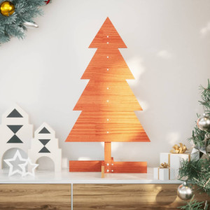 Árbol de Navidad de adorno madera maciza pino marrón cera 80 cm D