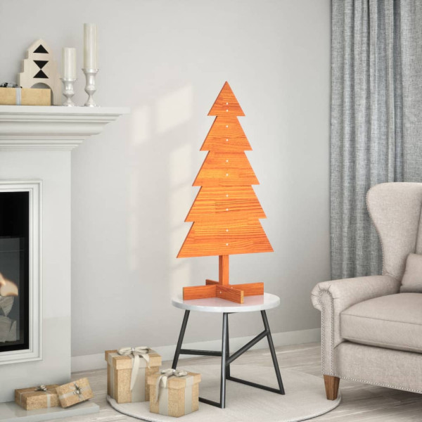 Árbol Navidad de adorno madera maciza pino marrón cera 100 cm D