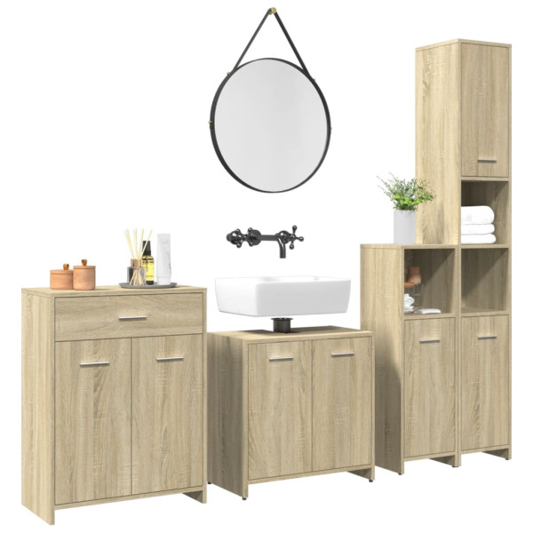 Juego de muebles de baño 4 pzas contrachapada roble Sonoma D