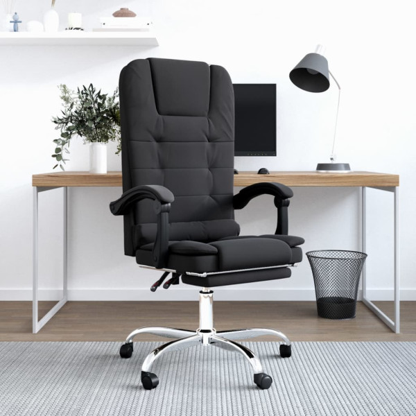 Silla de oficina reclinable con masaje terciopelo negro D