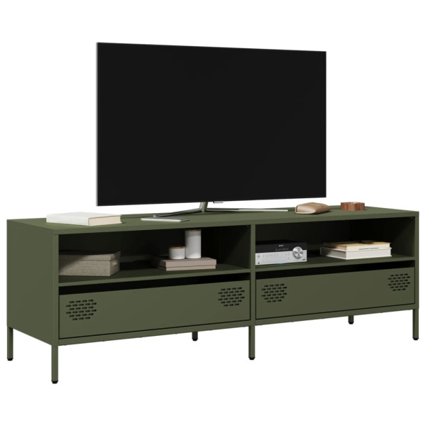 Mueble TV acero laminado en frío verde oliva 135x39x43.5 cm D