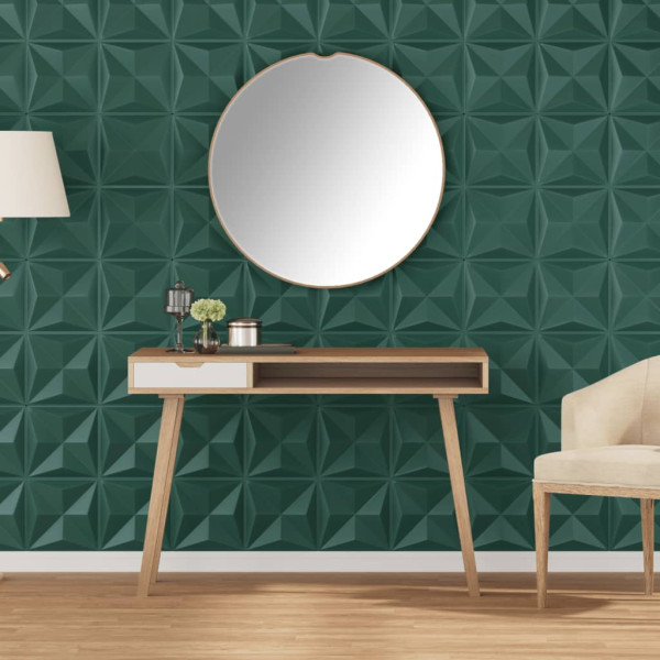 Paneles de pared 12 uds XPS origami verde 50x50 cm 3 m² D