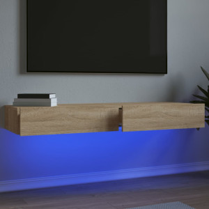 Muebles de TV con luces LED 2 uds roble Sonoma 60x35x15.5 cm D