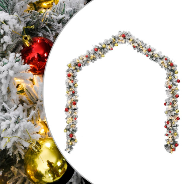 Garland de Natal com bolas e luzes LED verde PVC 10 m D