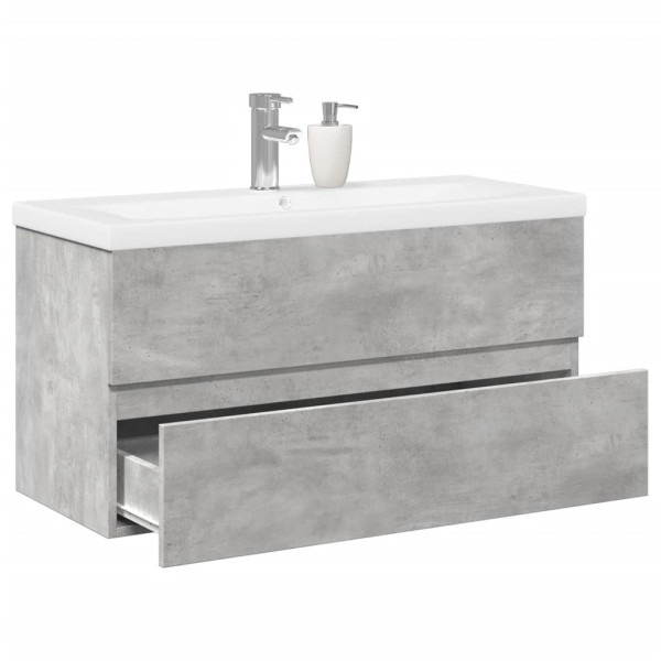 Set muebles de baño 2 piezas madera contrachapada gris hormigón D