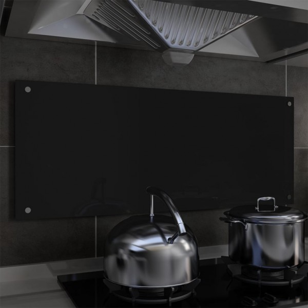 Proteção espalhamento cozinha vidro temperado preto 100x40 cm D