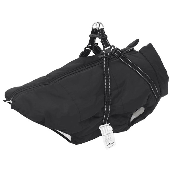 Abrigo para perro con arnés impermeable reflectante 3XL negro D