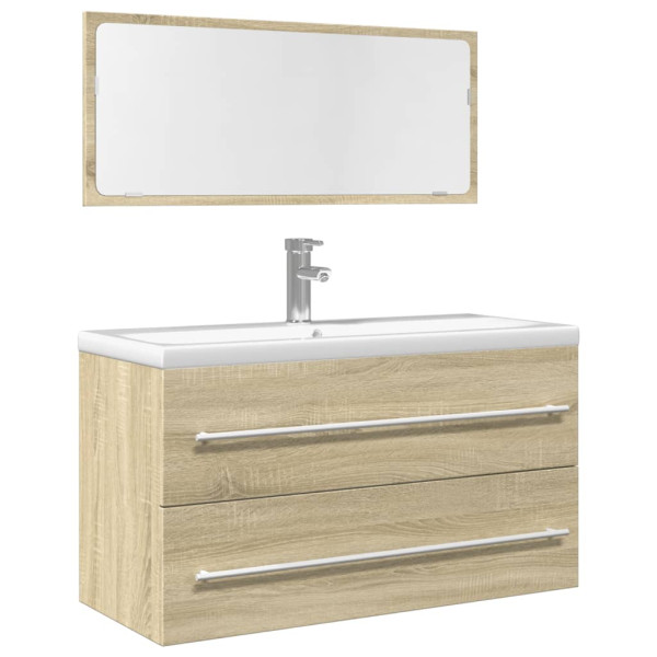 Set de muebles de baño 2 pzas madera contrachapada roble Sonoma D