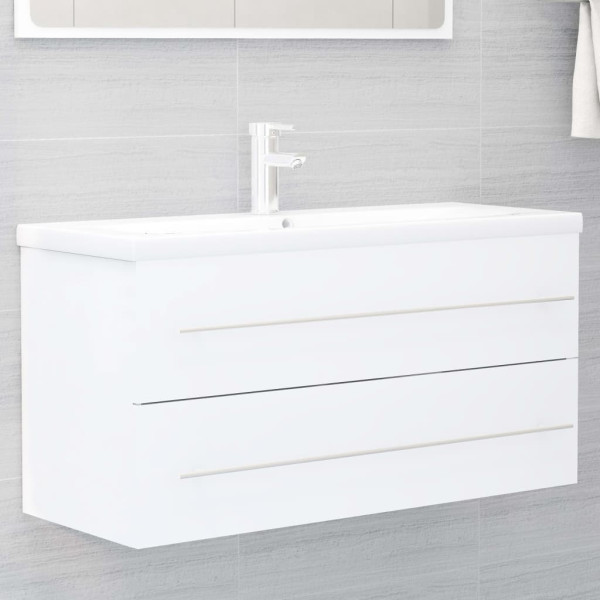 Armario para lavabo madera contrachapada blanco 100x38.5x48 cm D