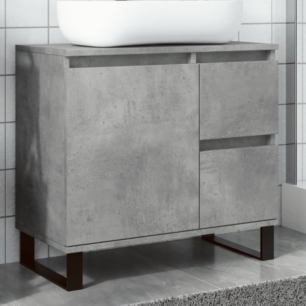 Mueble de lavabo madera ingeniería gris hormigón 65x33x60 cm D