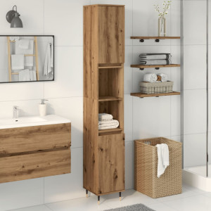 Armario de baño madera contrachapada roble artisan 30x30x190 cm D