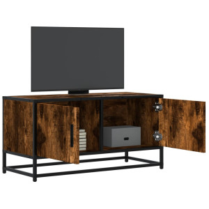 Mueble TV metal y madera ingeniería roble humo 80x34.5x40 cm D