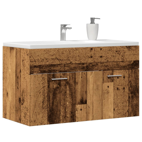 Mueble de lavabo madera ingeniería envejecida 90x38.5x46 cm D