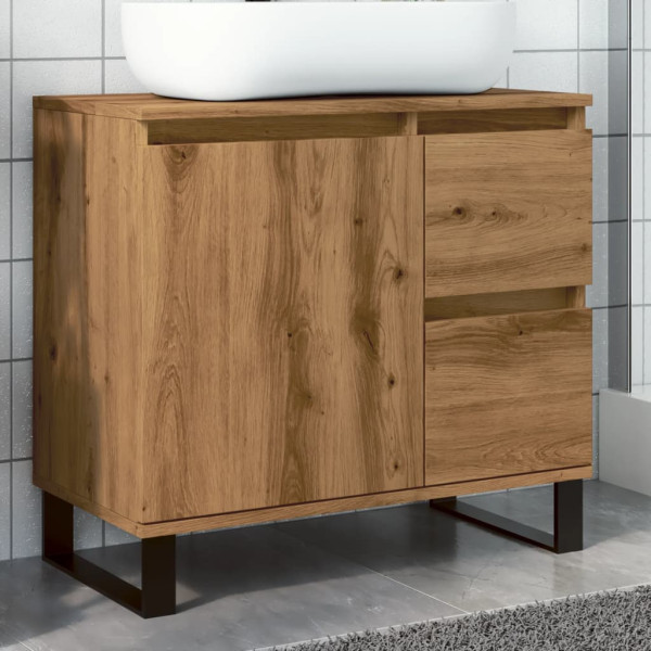 Mueble de lavabo madera de ingeniería roble artisan 65x33x60 cm D