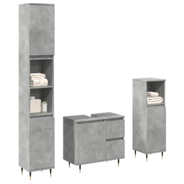 Set muebles de baño 2 piezas madera contrachapada gris hormigón D