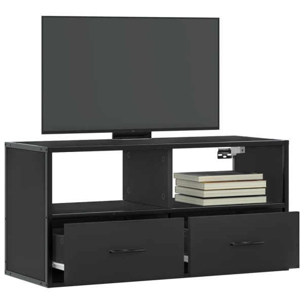 Mueble de TV metal y madera de ingeniería negro 80x31x39.5 cm D