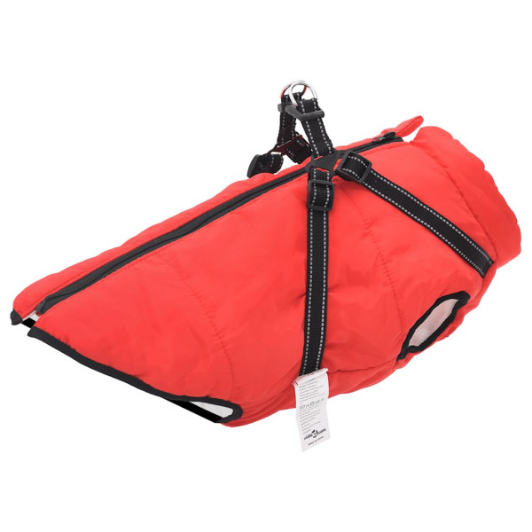 Abrigo para perro con arnés impermeable reflectante 3XL rojo D