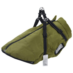 Abrigo perro arnés impermeable reflectante 3XL verde militar D