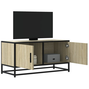 Mueble TV metal y madera ingeniería roble Sonoma 80x34.5x40 cm D