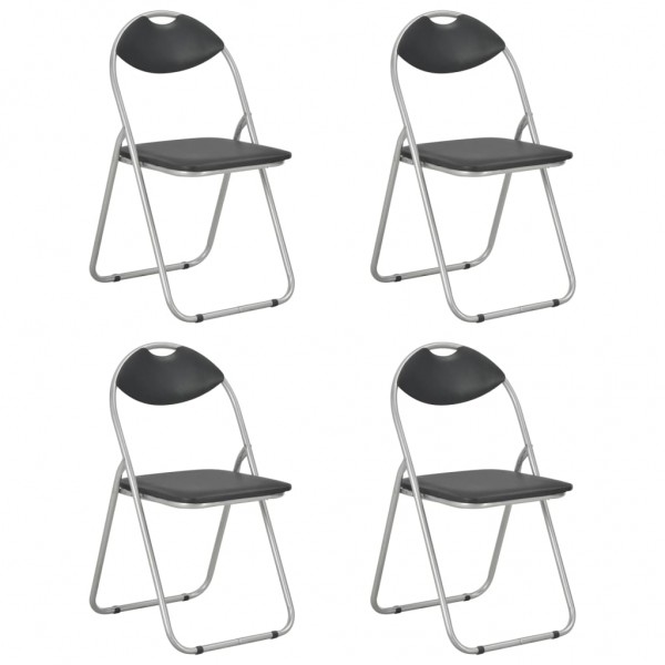 Cadeiras de jantar dobráveis 4 unidades couro sintético preto D