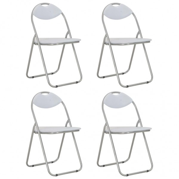 Cadeiras de jantar dobráveis 4 unidades de couro sintético branco D