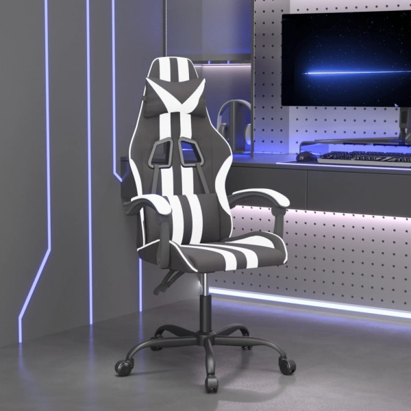 Silla gaming cuero sintético negro y blanco D