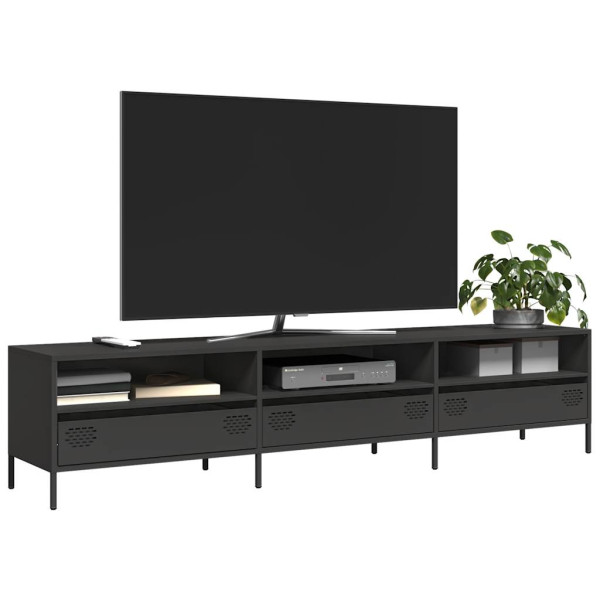 Mobiliário para TV de aço laminado preto 202x39x43.5 cm D