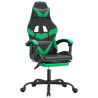 Silla gaming con reposapiés cuero sintético negro verde 2
