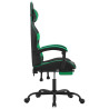 Silla gaming con reposapiés cuero sintético negro verde 4