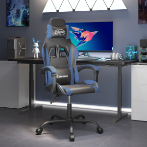 Silla gaming cuero sintético negro y azul D