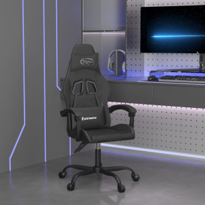 Silla gaming giratoria cuero sintético negro D