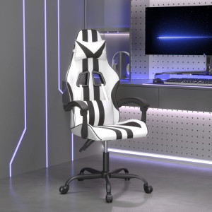 Silla gaming cuero sintético blanco y negro D