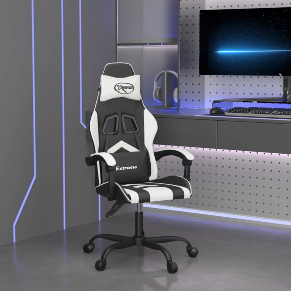 Silla gaming cuero sintético negro y blanco D