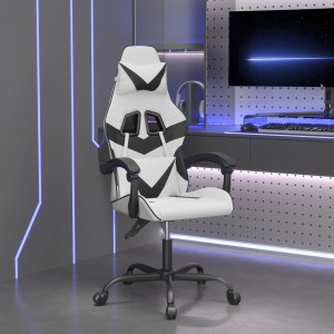 Silla gaming cuero sintético blanco y negro D