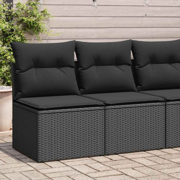 Set sofás jardín y cojines 4 pzas ratán sintético acacia negro Set sofás jardín y cojines 4 pzas ratán sintético acacia negro D