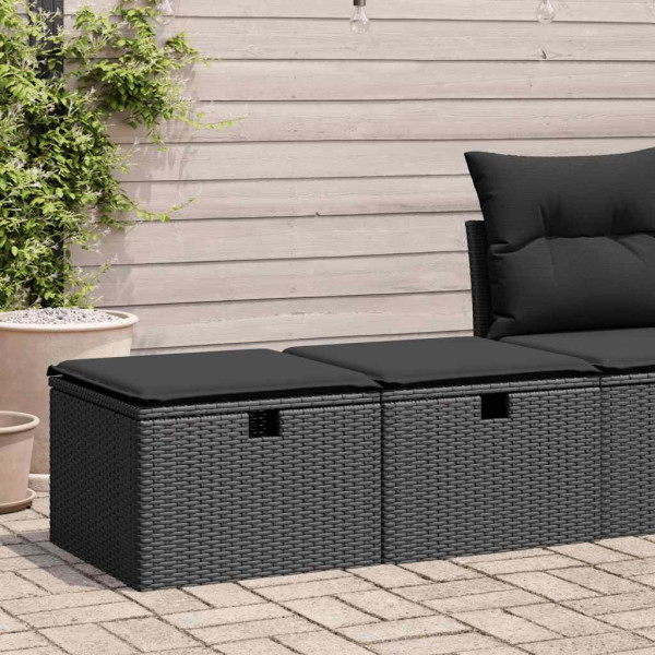 Conjunto de sofás de jardim e almofadas 2 pcs sintético preto acacia rattan D