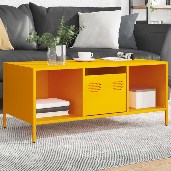 Mesa de centro acero laminado en frío amarillo 101.5x50x43.5 cm D