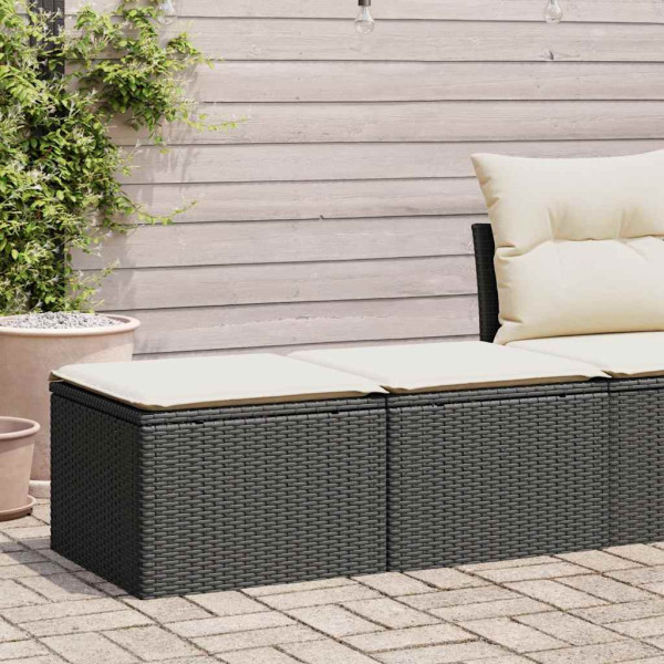 Set sofás jardín y cojines 2 pzas ratán sintético acacia negro Set sofás jardín y cojines 2 pzas ratán sintético acacia negro D