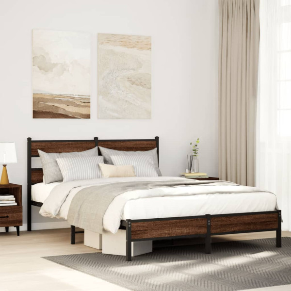 Estructura de cama sin colchón madera marrón roble 140x190 cm D