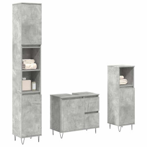 Set muebles de baño 2 piezas madera contrachapada gris hormigón D