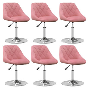 Silla de comedor giratoria 6 uds terciopelo rosa D