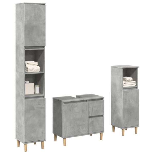Set muebles de baño 2 piezas madera contrachapada gris hormigón Set muebles de baño 2 piezas madera contrachapada gris hormigón D