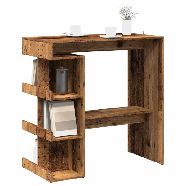 Mesa de bar con estante madera envejecida 100x48x101.5 cm Mesa de bar con estante madera envejecida 100x48x101.5 cm D