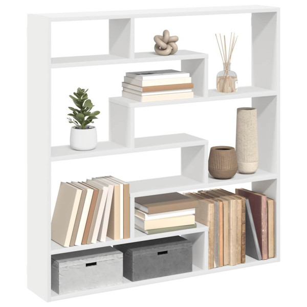 Estante cubo de pared 7 compartimentos madera ingeniería blanco Estante cubo de pared 7 compartimentos madera ingeniería blanco D